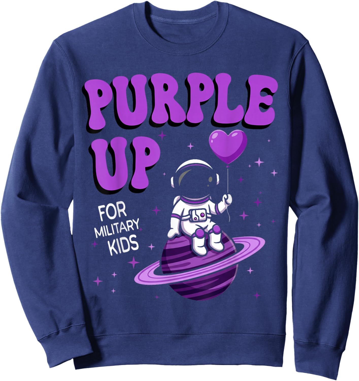 Purple Up for Military Kids Military Child Month Space Sweatshirt - Sweatshirt | Navy