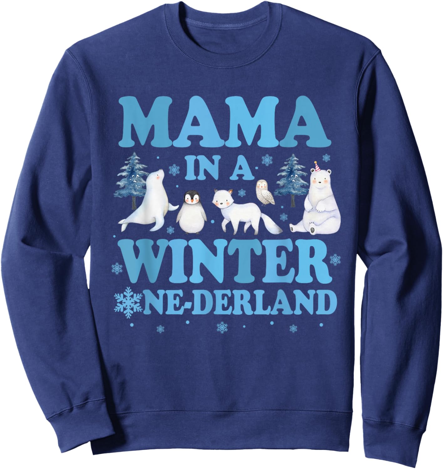 Mama in a Winter Onederland Birthday Boy Arctic Animals Sweatshirt - Sweatshirt | Navy