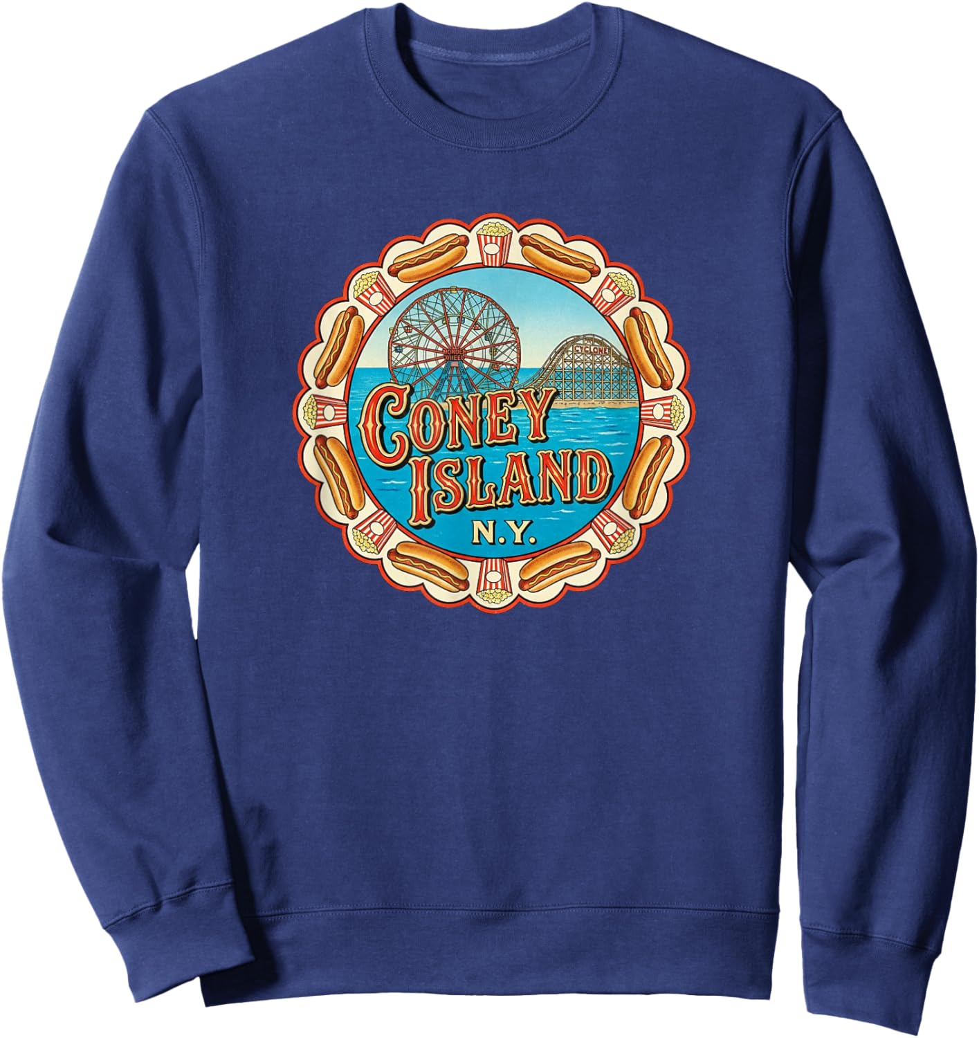 Coney Island, New York, Retro Sweatshirt - Sweatshirt | Navy
