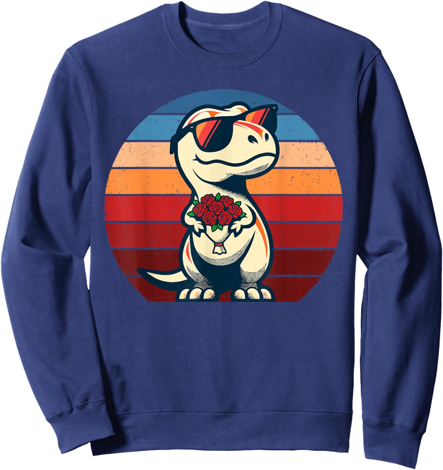 Dinosaur T-Rex Love Men Women Kids Funny St. Valentine's Sweatshirt - Sweatshirt | Navy