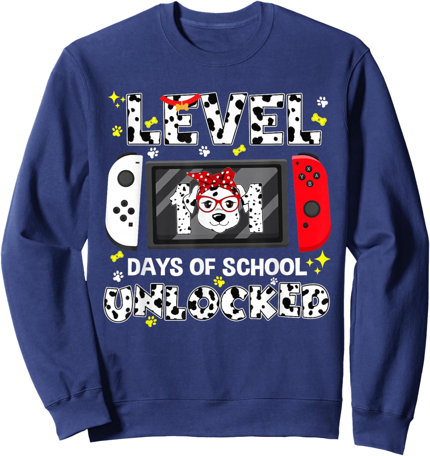 Level Unlocked Game Controller 101 Days School 100 Days Sweatshirt - Sweatshirt | Navy