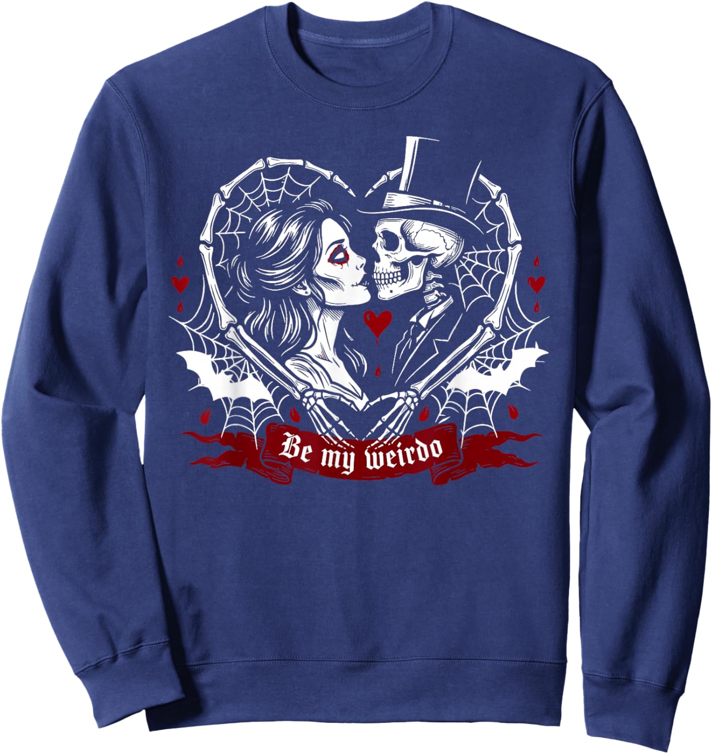 Goth Valentines Day Gothic Skeleton Couple Dark Romance Sweatshirt - Sweatshirt | Navy