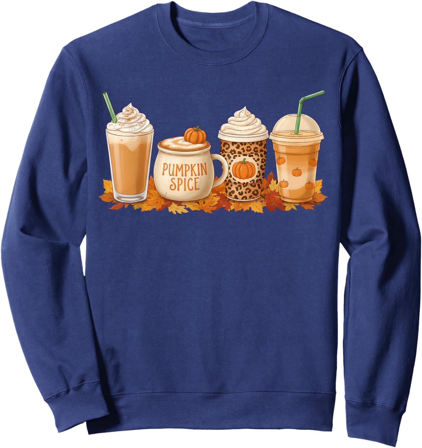Pumpkin Latte Spice Coffee Fall Drink Halloween Autumn Vibes Sweatshirt - Sweatshirt | Navy