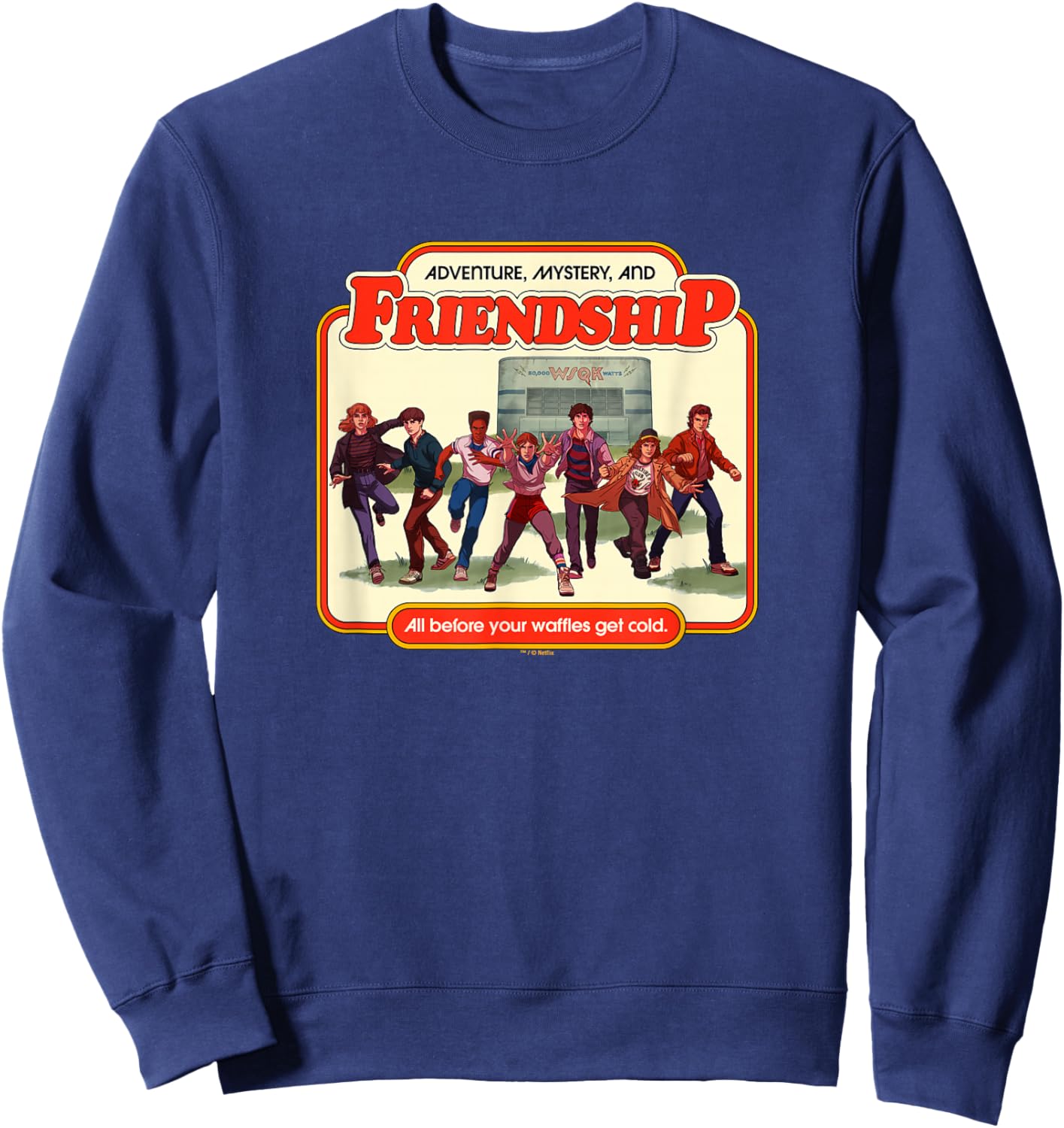 Stranger Things Saturday Morning Officially Licensed Sweatshirt - Sweatshirt | Navy