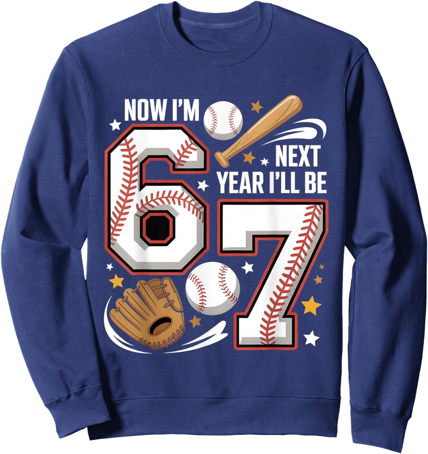 6 Year Old Birthday 67 Trend Baseball Now I’m 6 Next Year 7 Sweatshirt - Sweatshirt | Navy