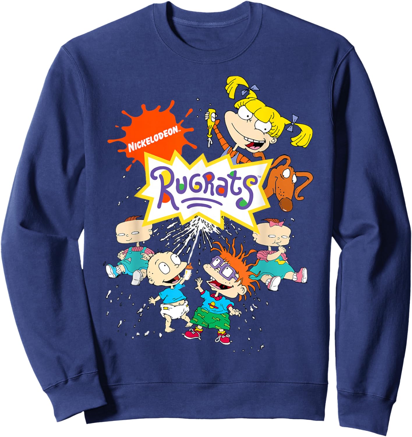 Rugrats Logo with Nick Logo and Rugrats Characters Sweatshirt - Sweatshirt | Navy