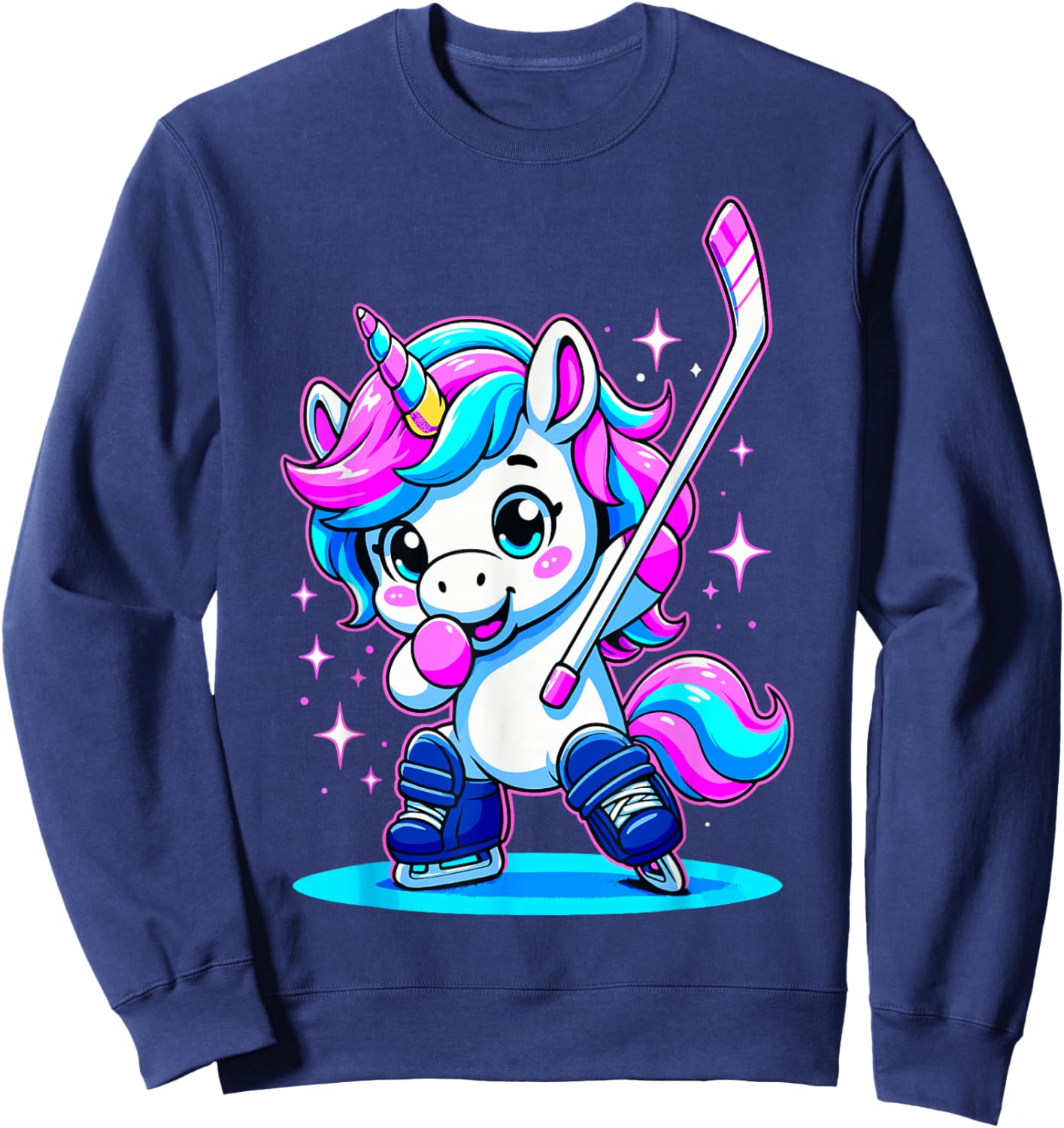 Ice Hockey Girl Dabbing Unicorn Sweatshirt - Sweatshirt | Navy