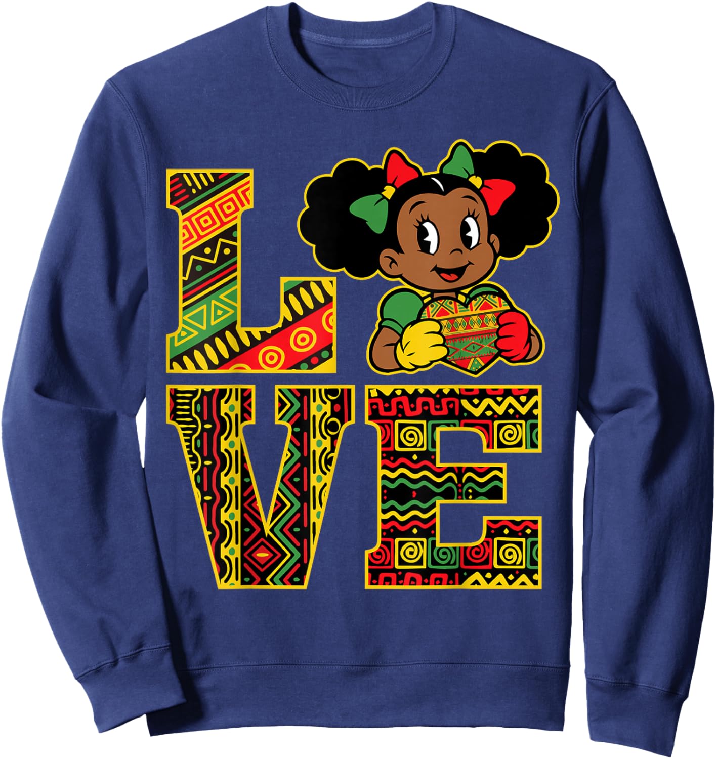 Black History Month Love African Girl Afro Pride Juneteenth Sweatshirt - Sweatshirt | Navy