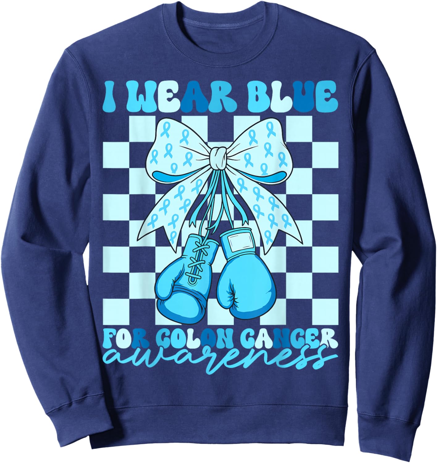 I Wear Blue for Colon Awareness Coquette Boxing Gloves Women Sweatshirt - Sweatshirt | Navy