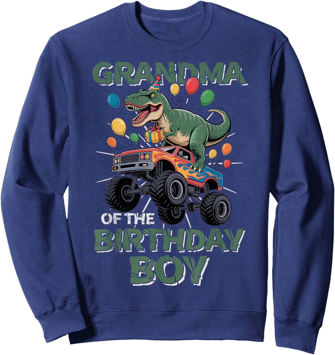 Grandma of The Birthday Party Outfit Monster Truck Grandma Sweatshirt - Sweatshirt | Navy