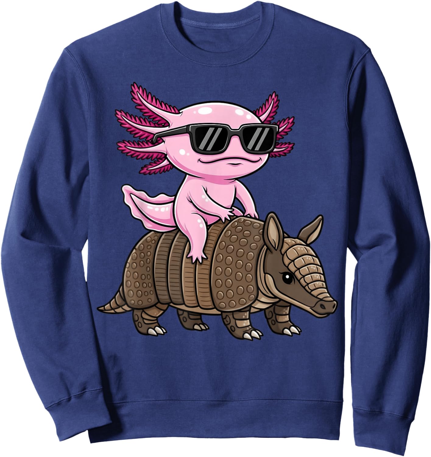 Cute Armadillo Axolotl Graphic Animal Lover Kids Boys Sweatshirt - Sweatshirt | Navy