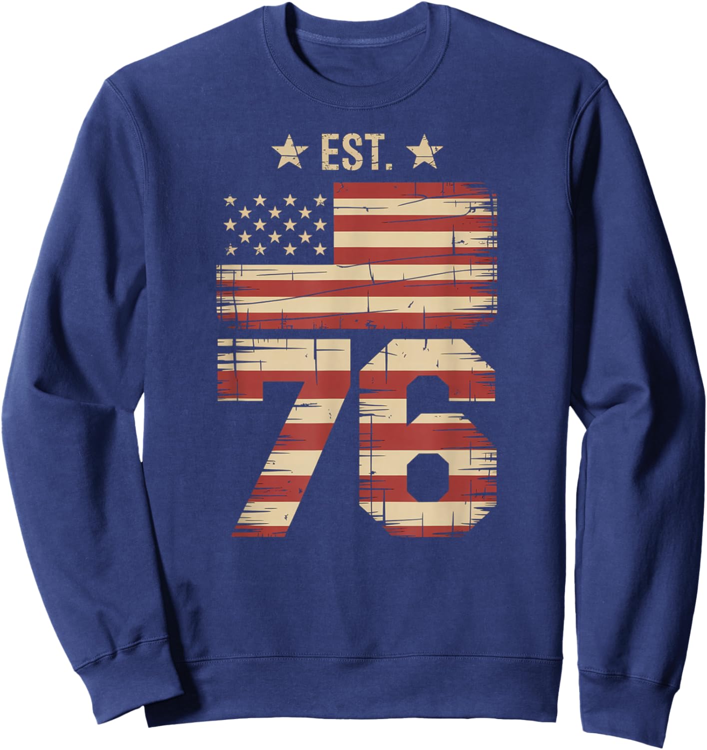 4th of July 6 7 USA Flag Patriotic Independence 76 Sweatshirt - Sweatshirt | Navy