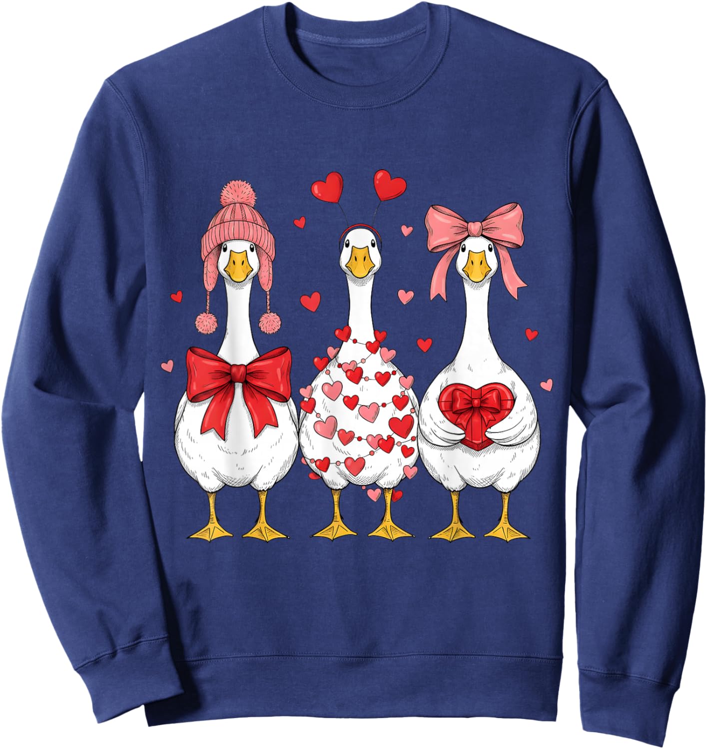 Funny Valentine Silly Goose Valentine's Day Women Girls Sweatshirt - Sweatshirt | Navy