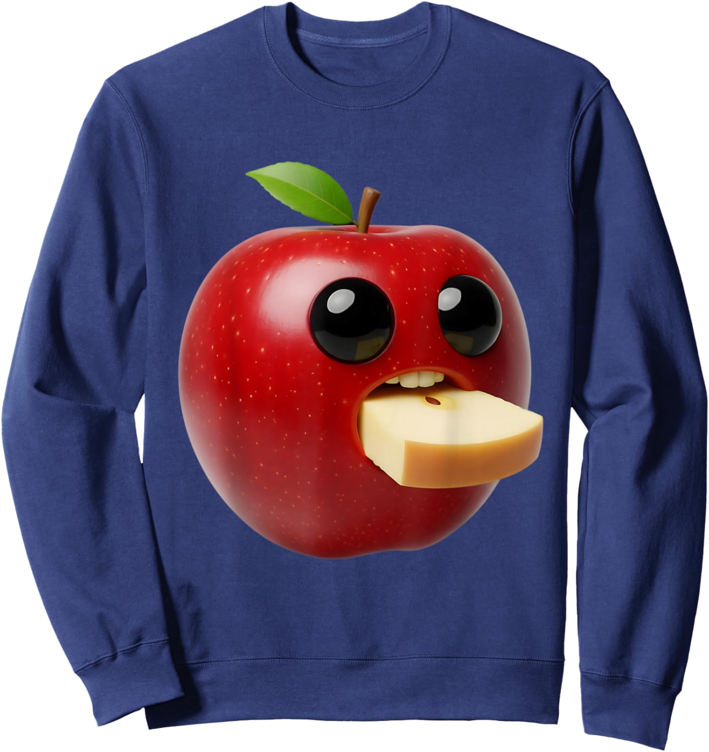 Niche Fruits Funny Apple Meme Brainrot Surreal Sweatshirt - Sweatshirt | Navy