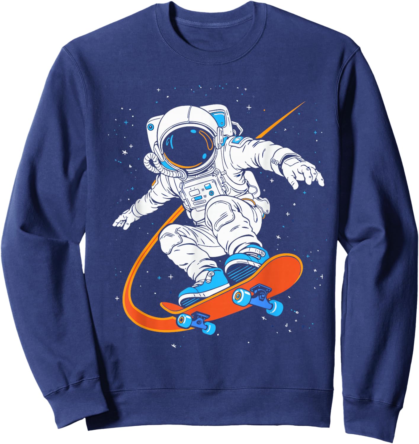 Space Astronaut Skateboarding Solar Systems Boys Sweatshirt - Sweatshirt | Navy