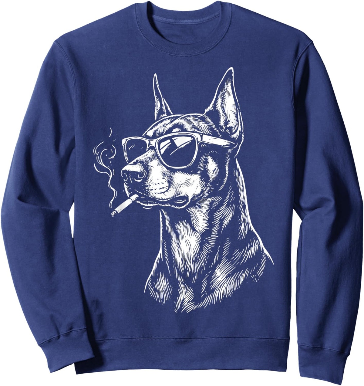 Doberman Smoking Cigarette Sweatshirt - Sweatshirt | Navy