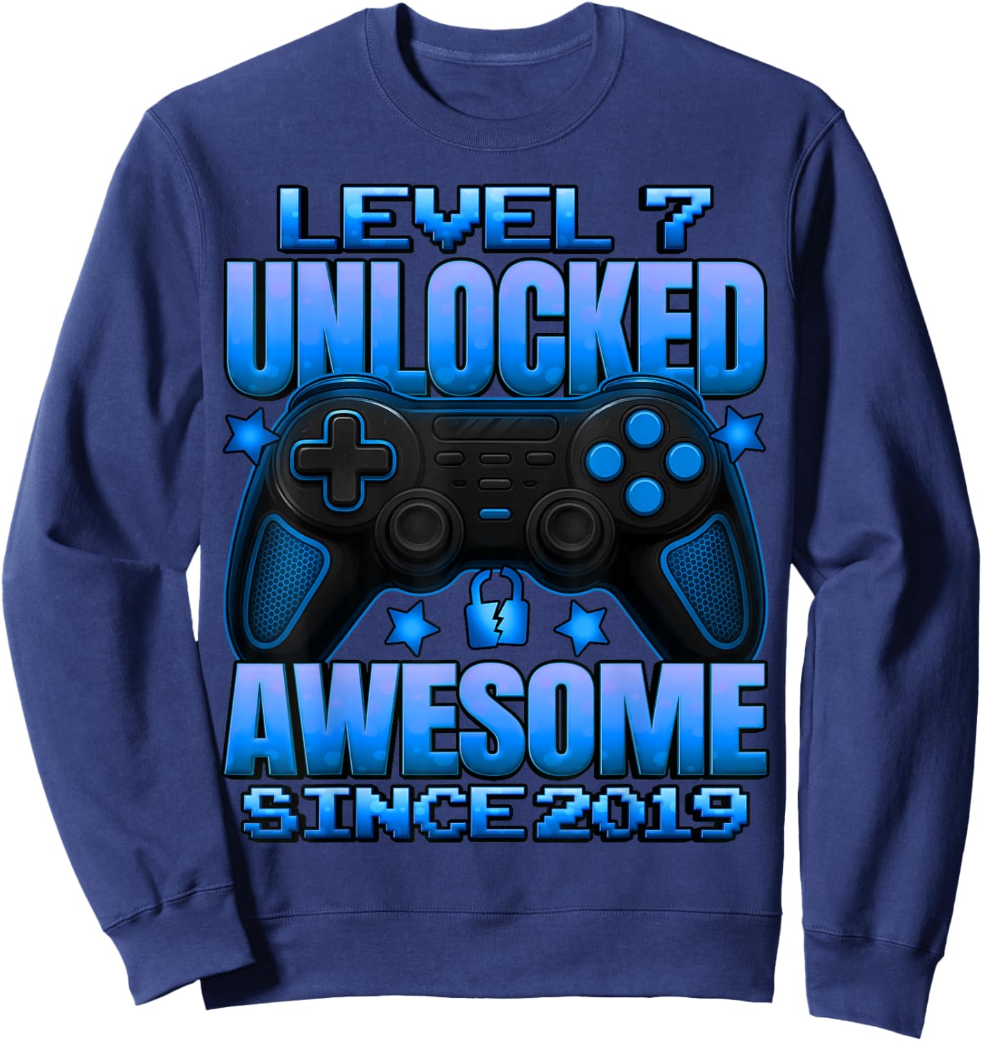 Level 7 Unlocked 7 Year Old Gifts for Boys 7th Birthday Boy Sweatshirt - Sweatshirt | Navy