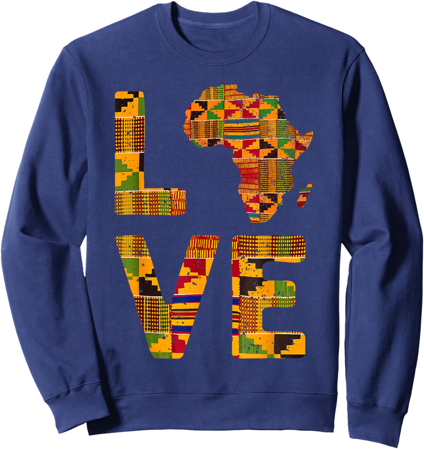 Africa Cool African Roots Map Traditional Kente Cloth Sweatshirt - Sweatshirt | Navy