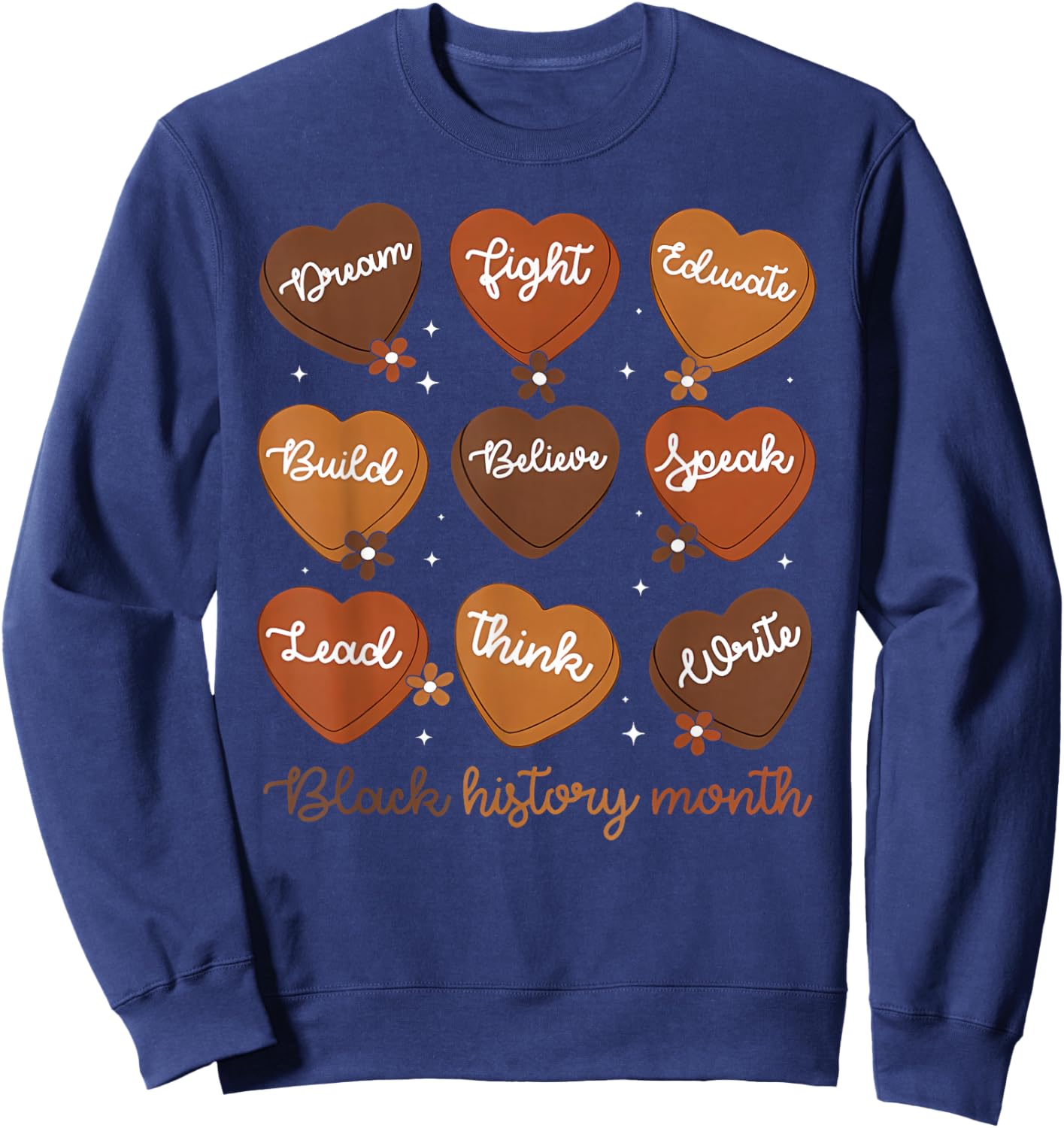 Retro Black History Month Heart Candy African American Pride Sweatshirt - Sweatshirt | Navy