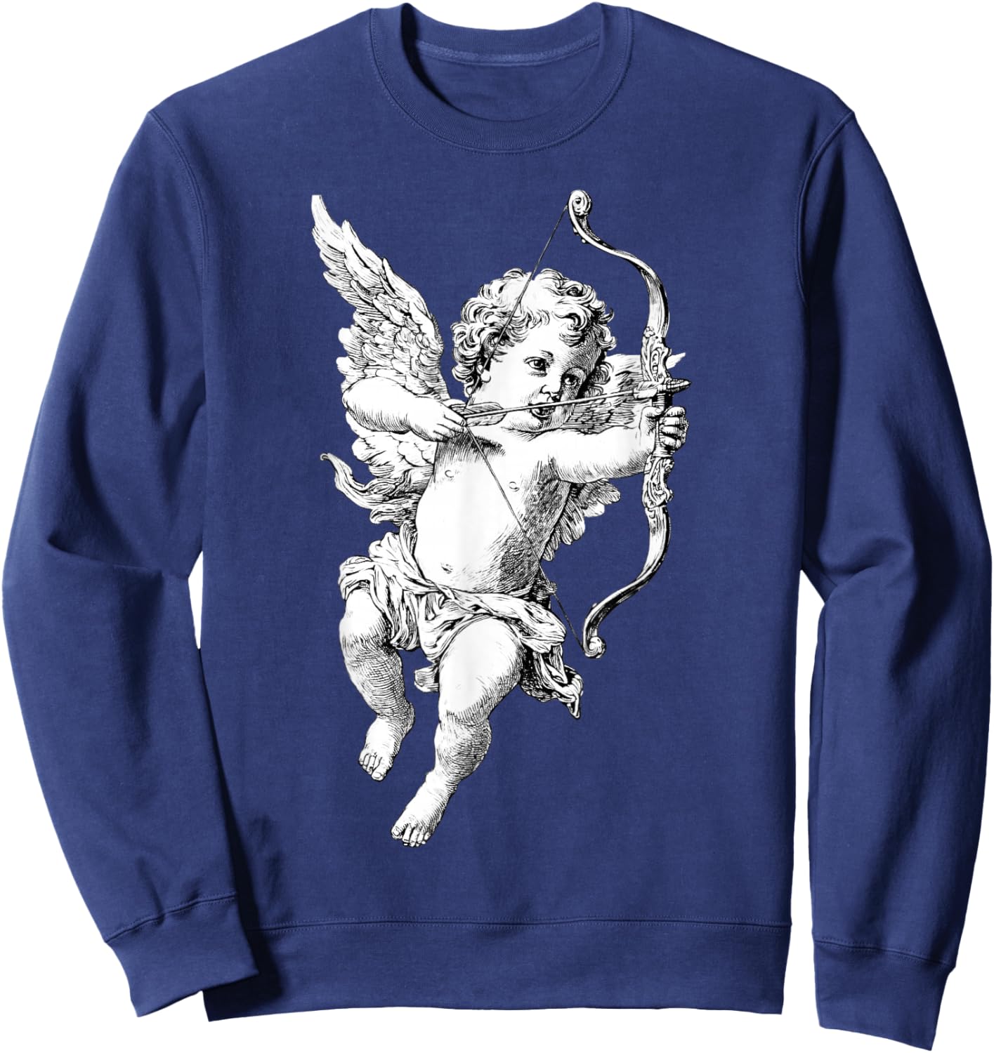 Retro Cherub Angel Cupid Vintage Aesthetic Valentine Day Sweatshirt - Sweatshirt | Navy