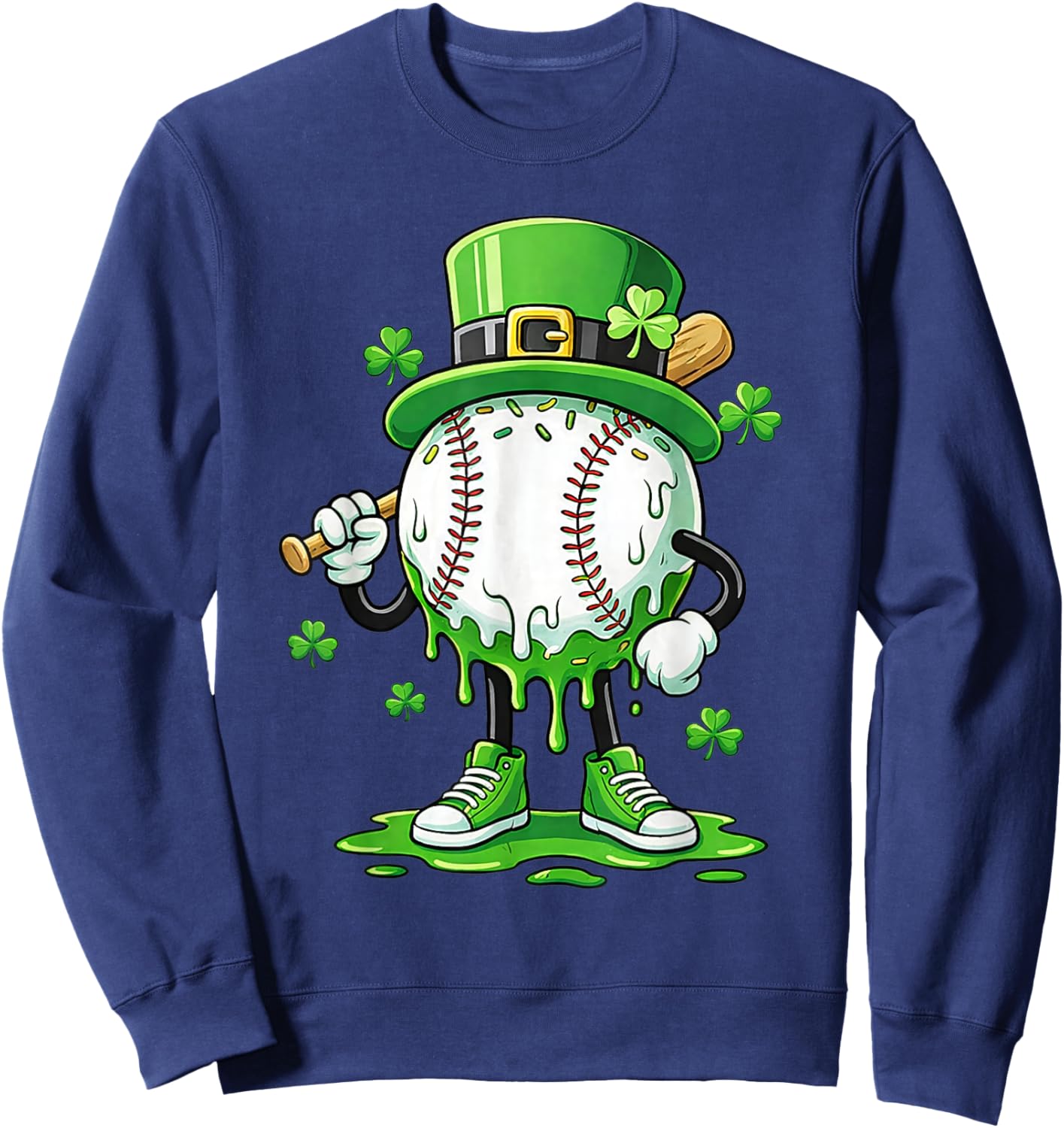 Baseball Green Drip Ice Cream Youth Boy St Patricks Day Sweatshirt - Sweatshirt | Navy