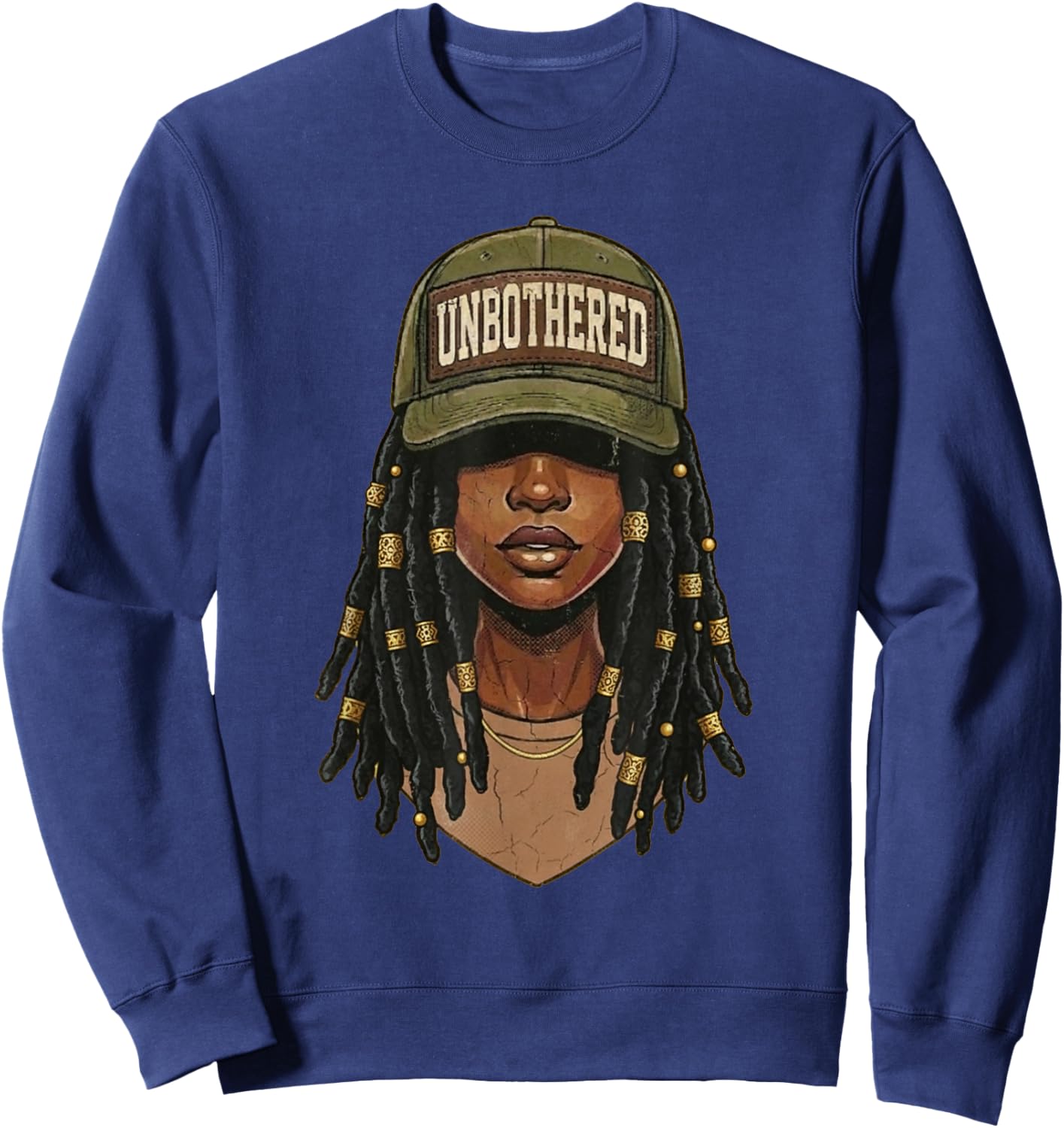Retro Unbothered Black Women Camo, Black History Month Women Sweatshirt - Sweatshirt | Navy