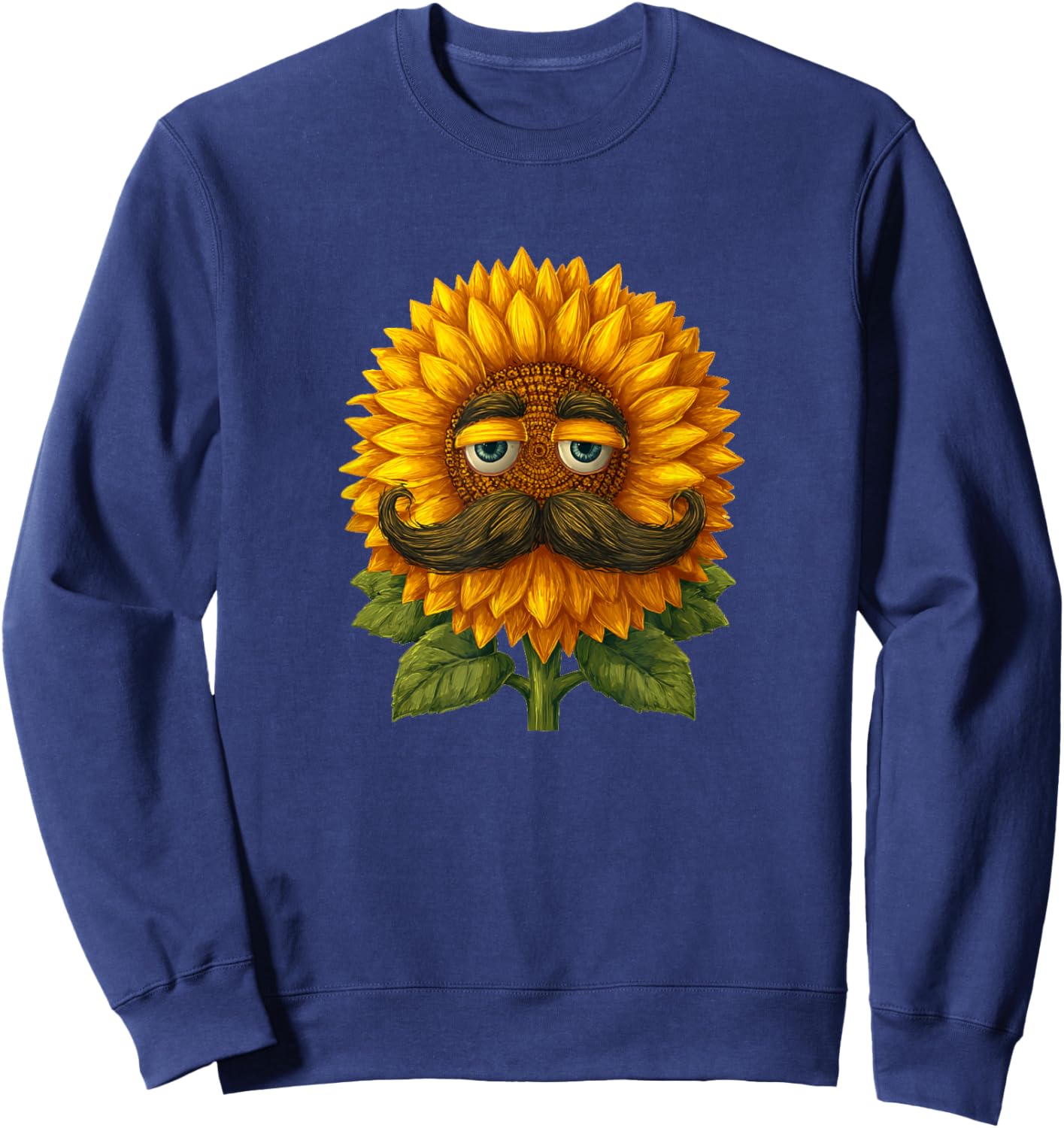 Handsome Mustache Sunflower Face Costume Sweatshirt - Sweatshirt | Navy