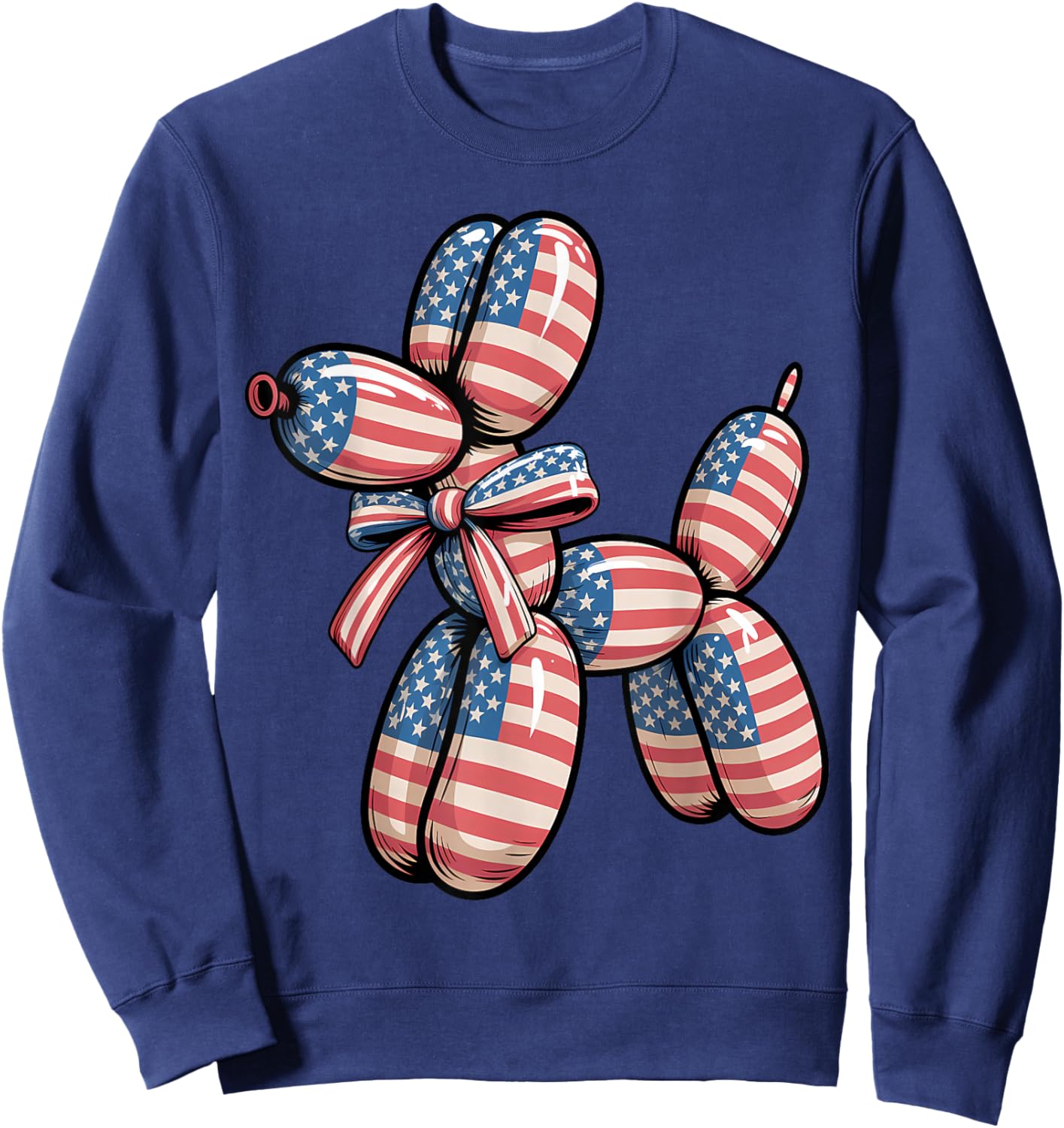 Balloon Dog Balloon Twisting 4th of July American Flag Sweatshirt - Sweatshirt | Navy