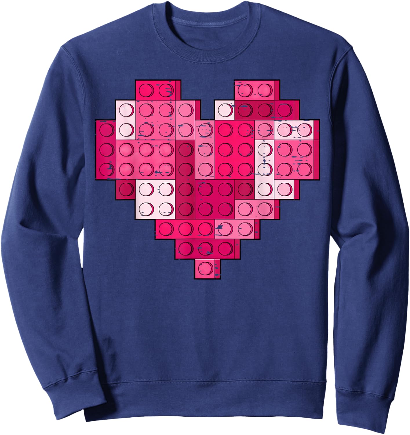Valentines Day Heart Building Blocks Bricks Boys Kid Toddler Sweatshirt - Sweatshirt | Navy