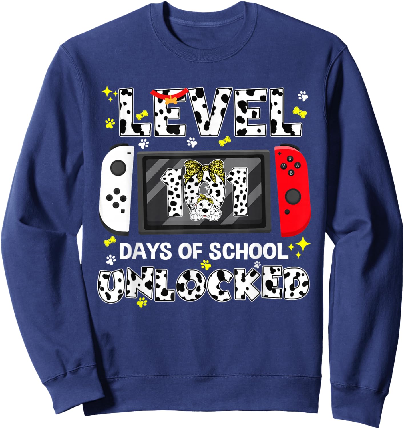 Level Unlocked Game Controller 101 Days School 100 Days Sweatshirt - Sweatshirt | Navy
