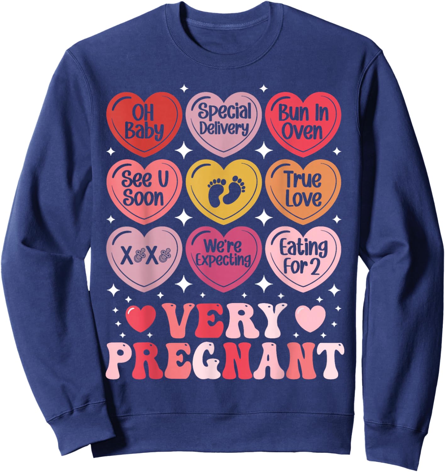 Pregnancy Announcement Valentine's Day Very Pregnant Heart Sweatshirt - Sweatshirt | Navy
