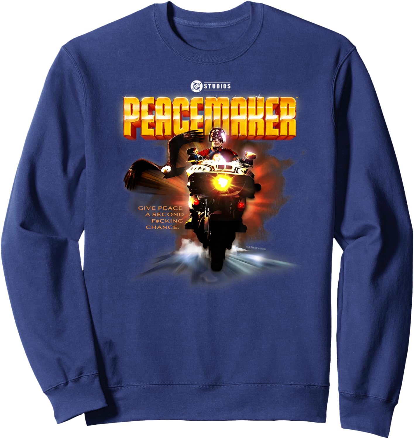 DC Comics Peacemaker Give Peace A Second Chance Poster Sweatshirt - Sweatshirt | Navy