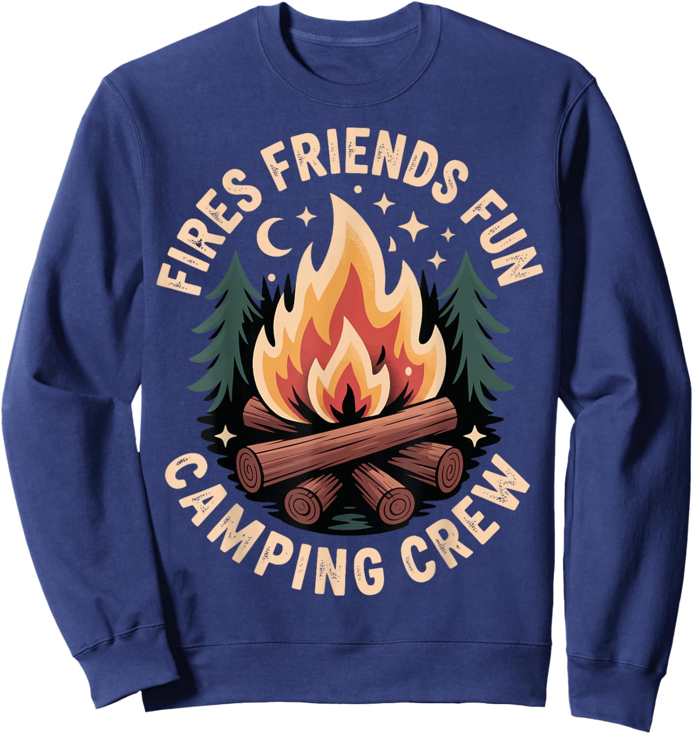 Fires Friends Fun Camping Crew Sweatshirt - Sweatshirt | Navy