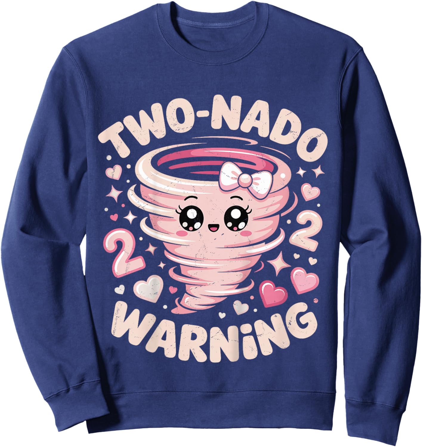 Two Nado Warning Coquette Bow 2nd Birthday 2 Year Old Girls Sweatshirt - Sweatshirt | Navy