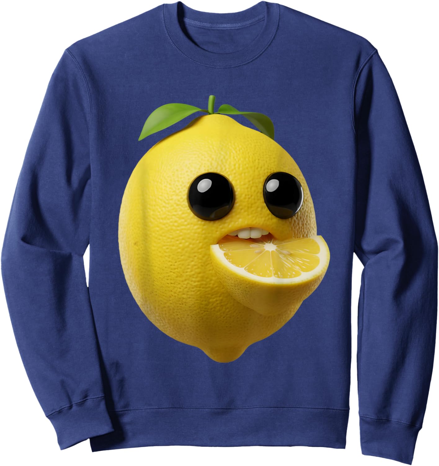 Niche Fruits Funny Lemon Meme Brainrot Surreal Sweatshirt - Sweatshirt | Navy