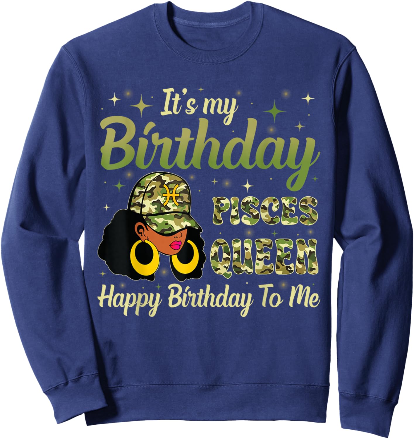 It's My Birthday Pisces Queen Women Girl Zodiac Sign Sweatshirt - Sweatshirt | Navy