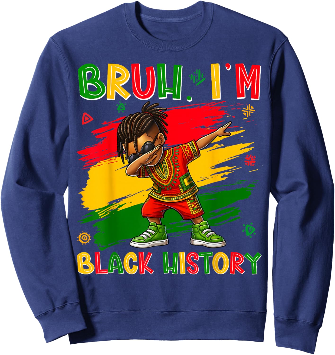 Black History Month I Am Black History Dabbing Afro Men Boy Sweatshirt - Sweatshirt | Navy