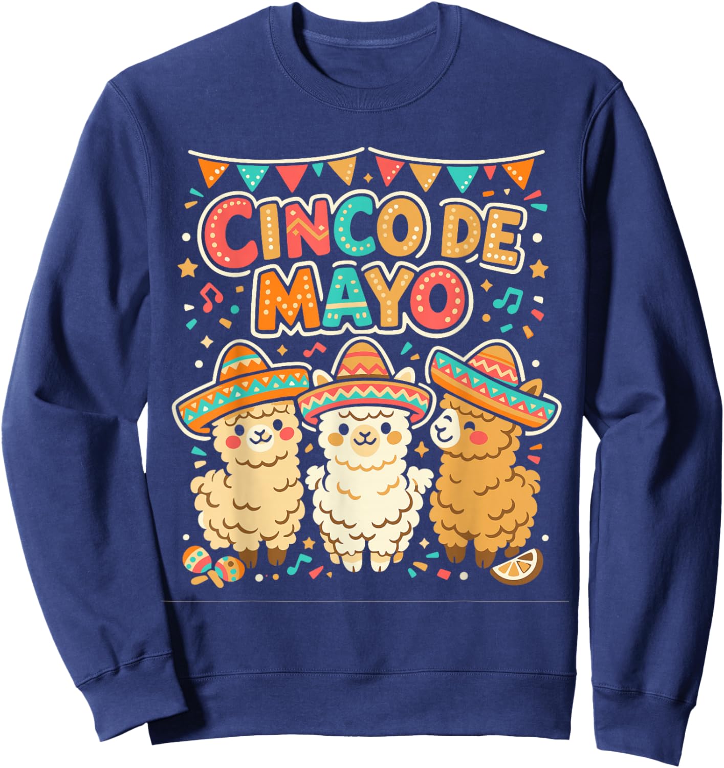 Cinco De Mayo Cute Alpaca Fiesta Design Sweatshirt - Sweatshirt | Navy