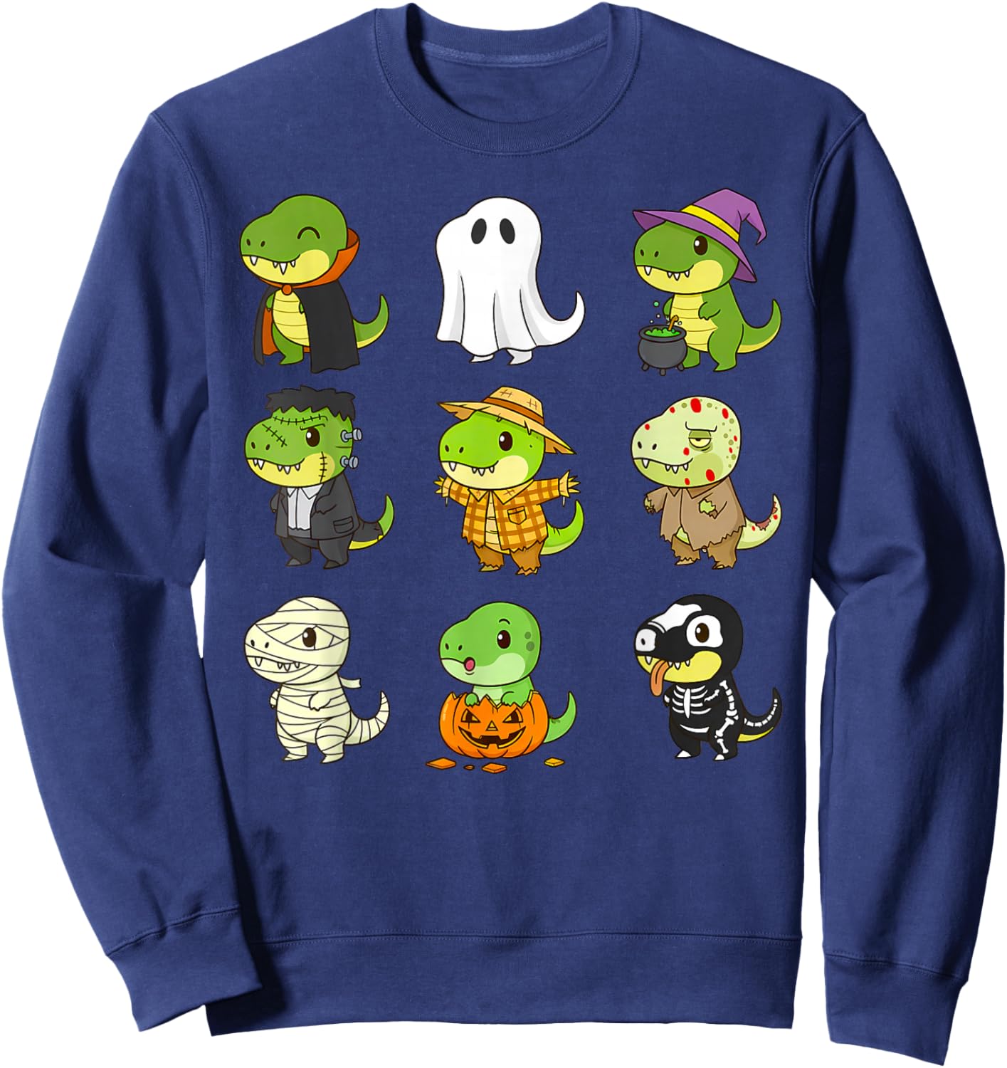Cute T-Rex Spooky Halloween Costume Tyrannosaurus Dinosaur Sweatshirt - Sweatshirt | Navy