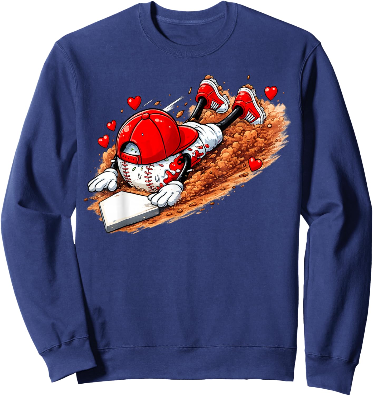 Baseball Valentine's Day Drip Ice Cream Team Sweatshirt - Sweatshirt | Navy