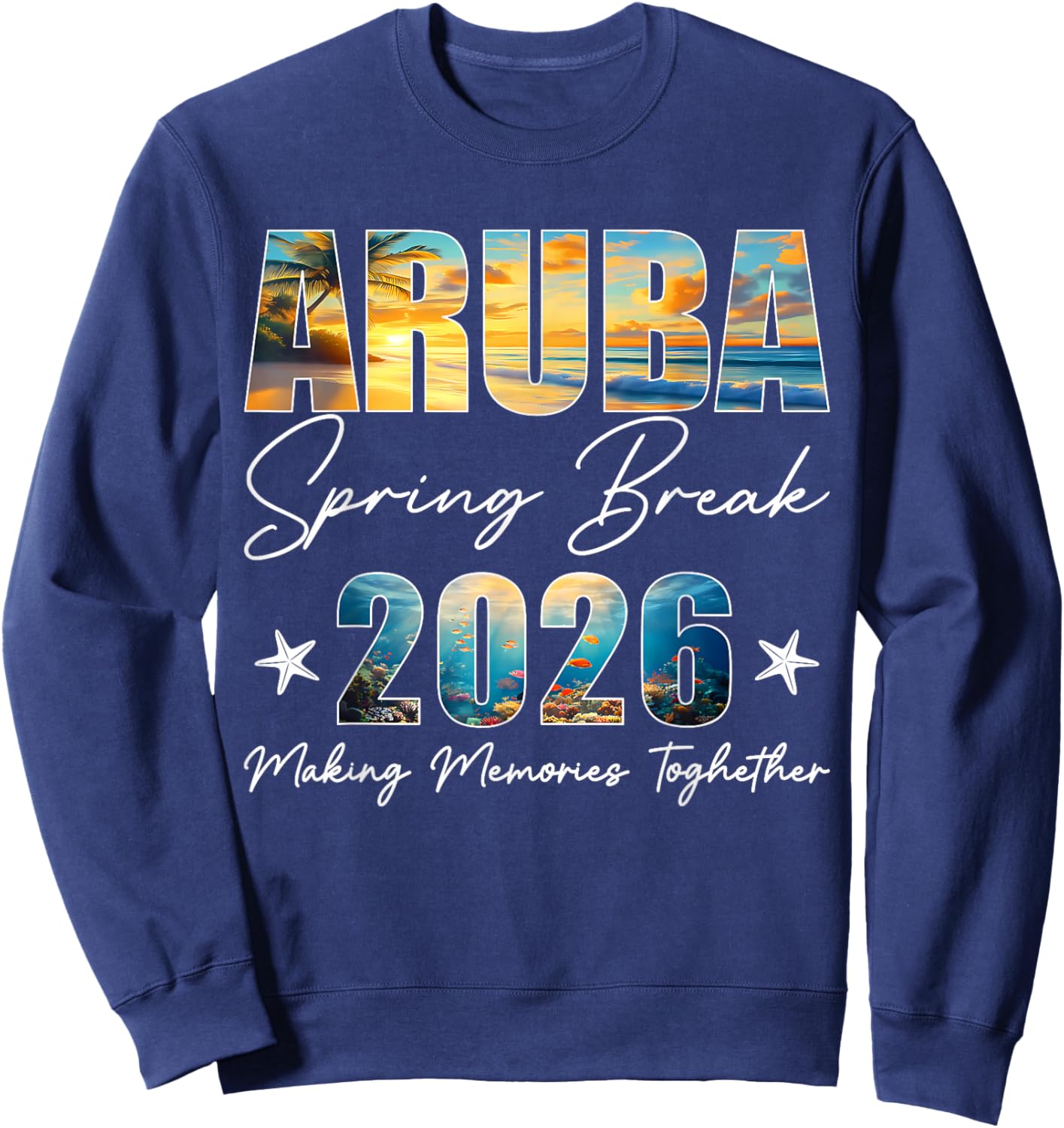 Aruba Spring Break 2026 Matching Family Friends Beach Trip Sweatshirt - Sweatshirt | Navy