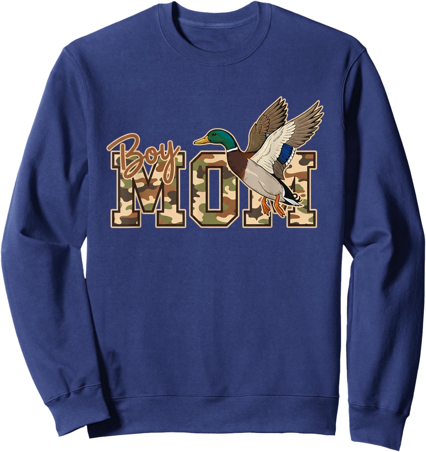 Boy Mom Duck Hunting Camo Family Outdoor Dad Sweatshirt - Sweatshirt | Navy