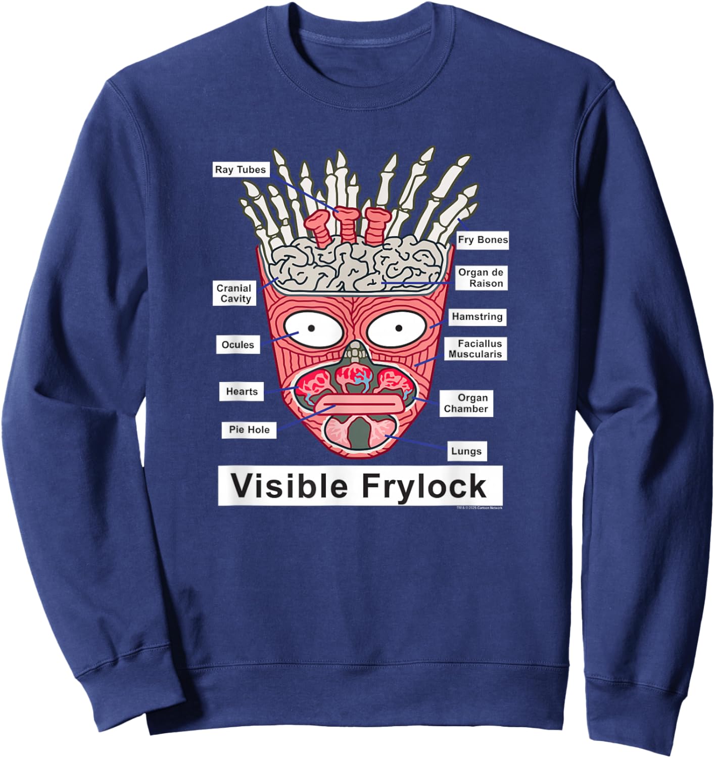 ATHF Visible Frylock Medical Diagram Funny Cartoon Sweatshirt - Sweatshirt | Navy