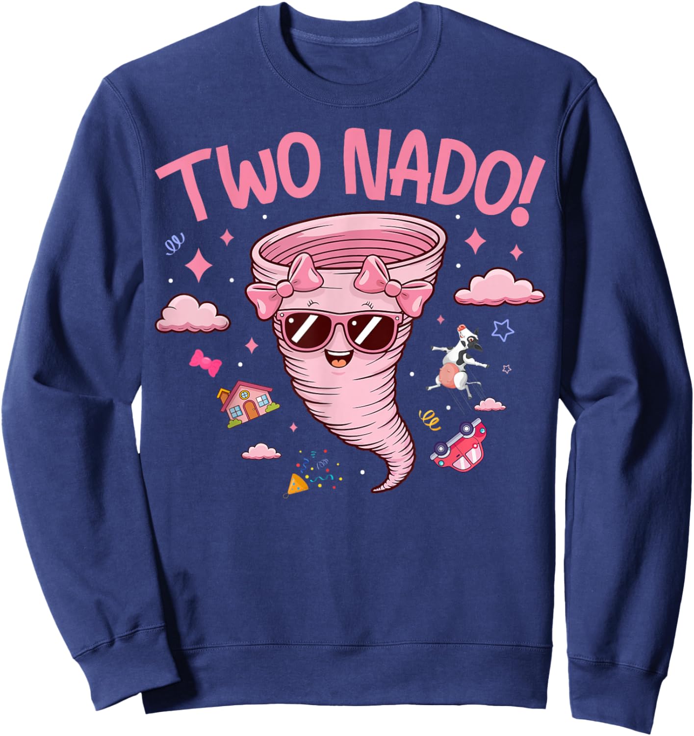 Tornado 2 Year Old Girl Birthday Two Nado 2nd Bday Party Sweatshirt - Sweatshirt | Navy