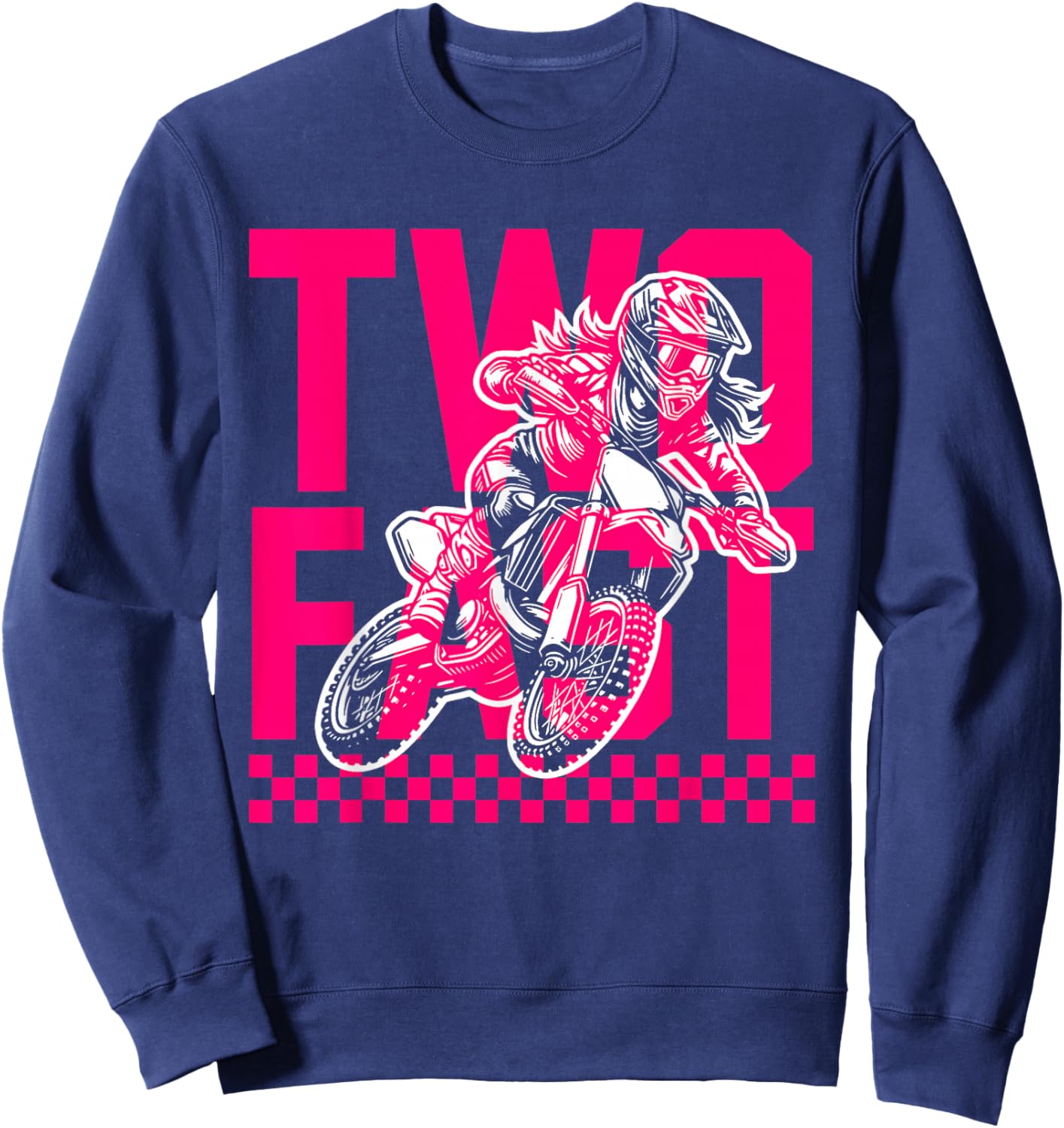 Girl Race Dirt Bike 2nd Birthday Decorations Two Fast Sweatshirt - Sweatshirt | Navy