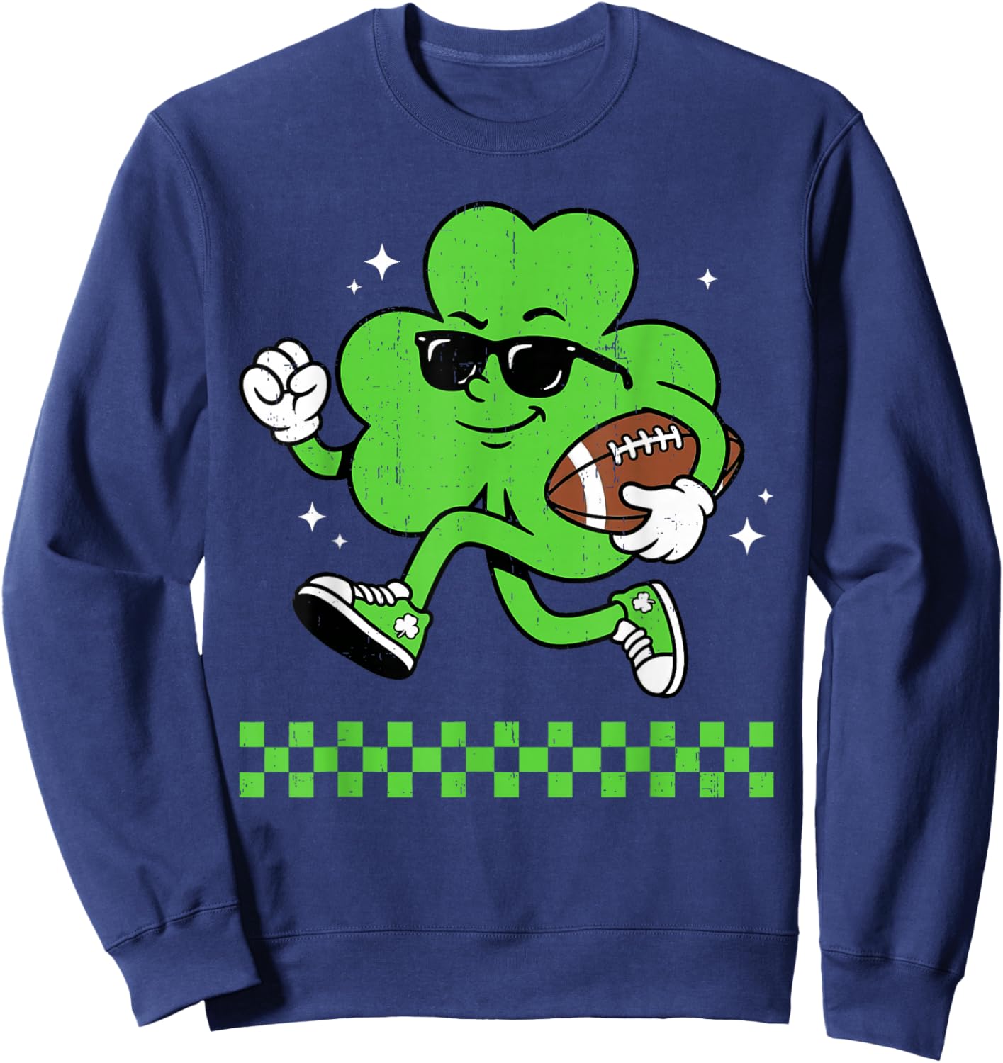 Lucky Shamrock Playing Football Funny St Patrick's Kids Boys Sweatshirt - Sweatshirt | Navy