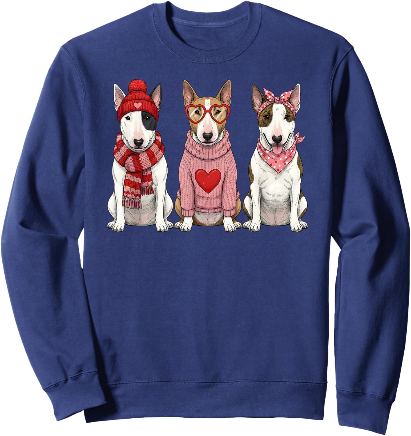 Cute English Bull Terrier Valentine Dog Sweatshirt - Sweatshirt | Navy