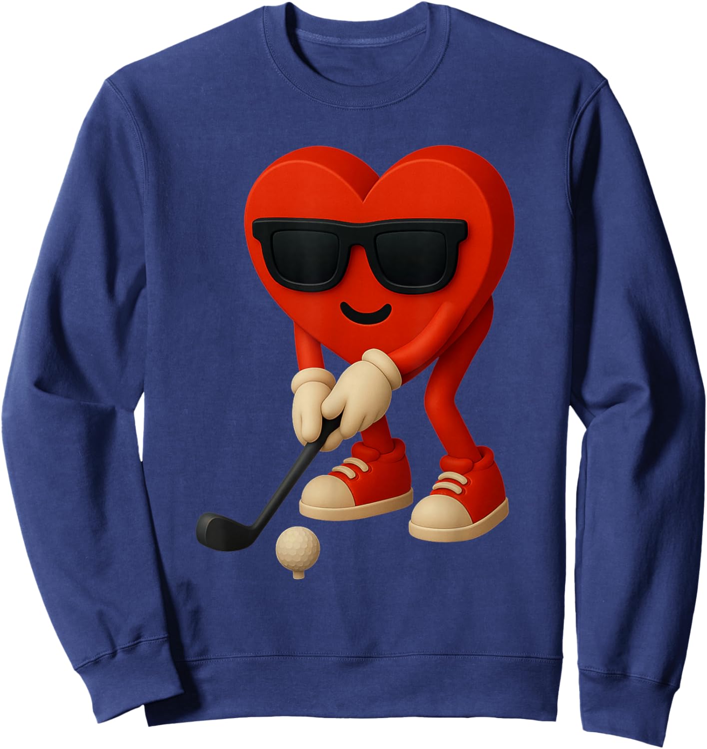 Golf Valentines Day Cute Heart Golfer Love Funny Boys Kids Sweatshirt - Sweatshirt | Navy