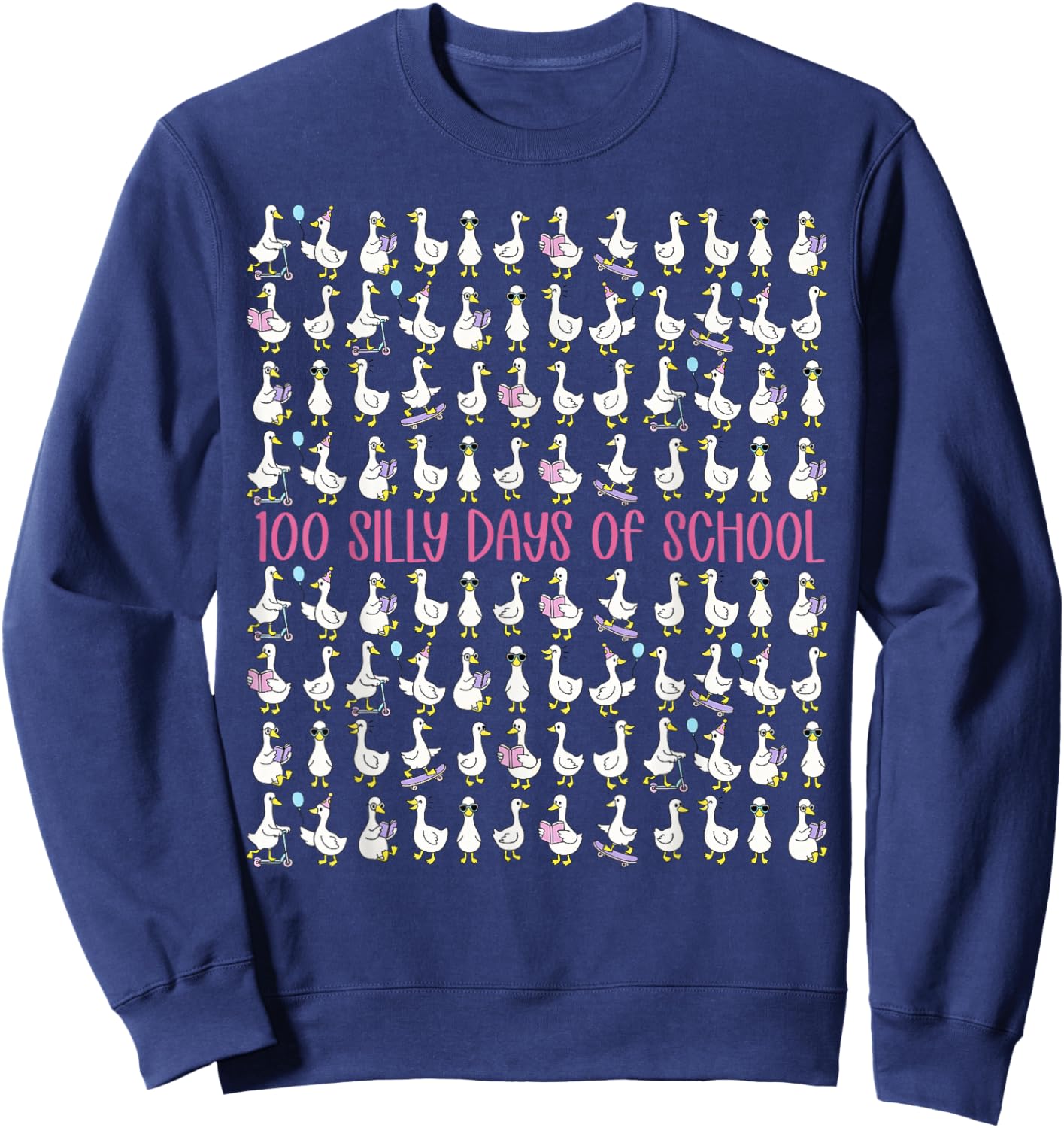 100 Silly Days of School Goose Preschool Kindergarten Kids Sweatshirt - Sweatshirt | Navy