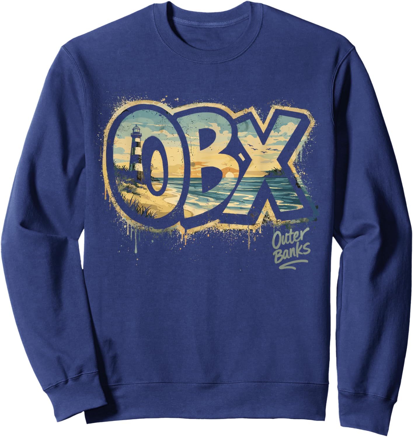 OBX Outer Banks North Carolina Street Art Travel Design Sweatshirt - Sweatshirt | Navy